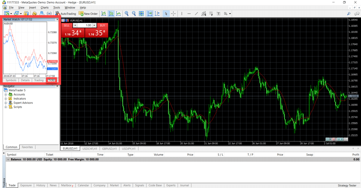 one click trading MT5
